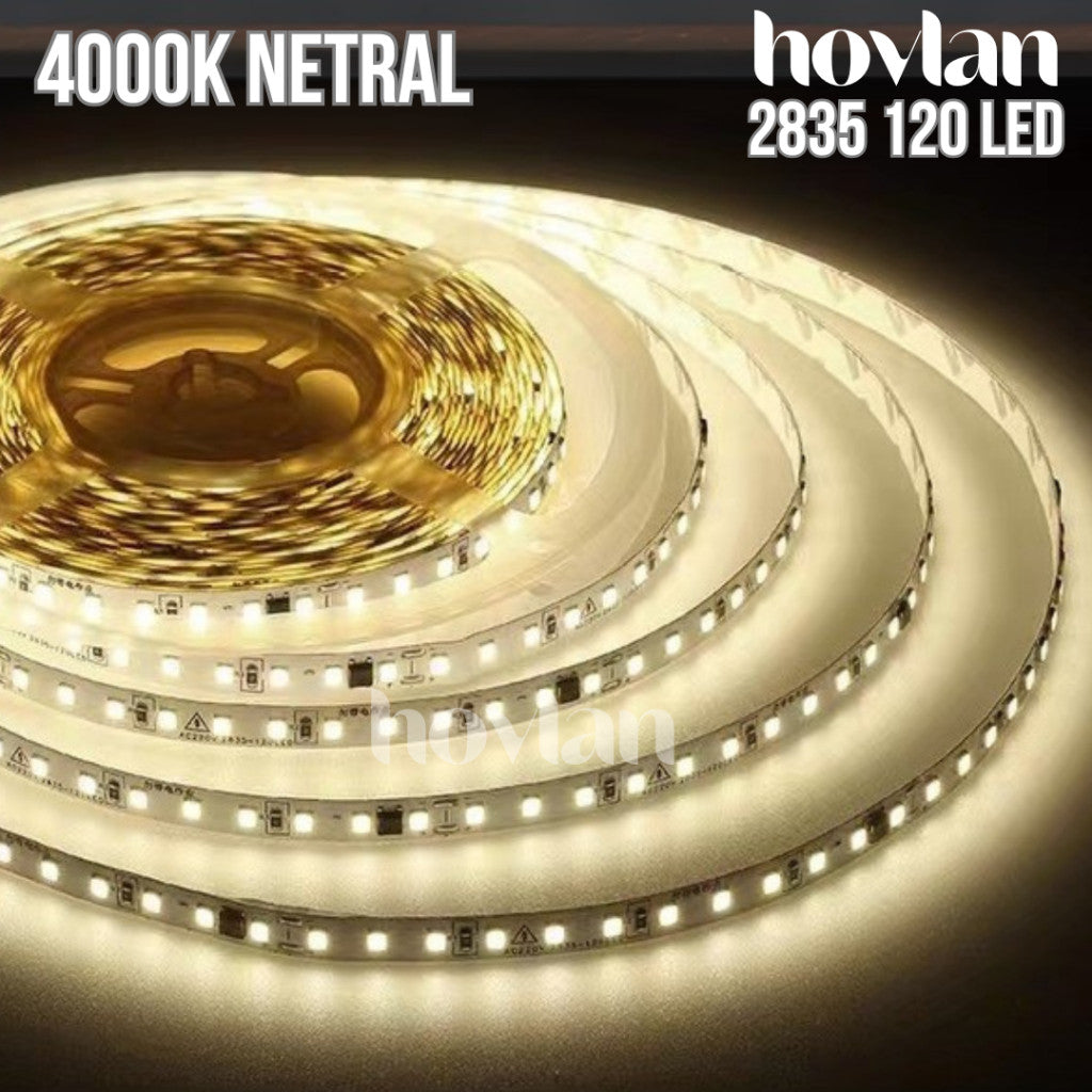 Led Strip AC 220V 2835 120 Mata Hovlan HVS2210 Tanpa Trafo 12W Lampu Interior Indoor Lemari Plafon Drop Ceiling