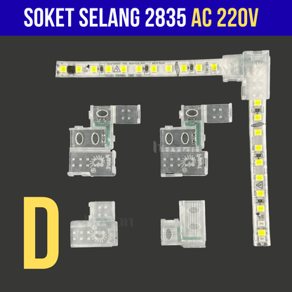 Soket Lampu Selang 2835 AC 220V Colokan Kabel Led Strip IP65