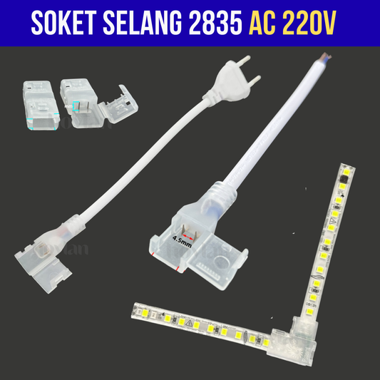 Soket Lampu Selang 2835 AC 220V Colokan Kabel Led Strip IP65