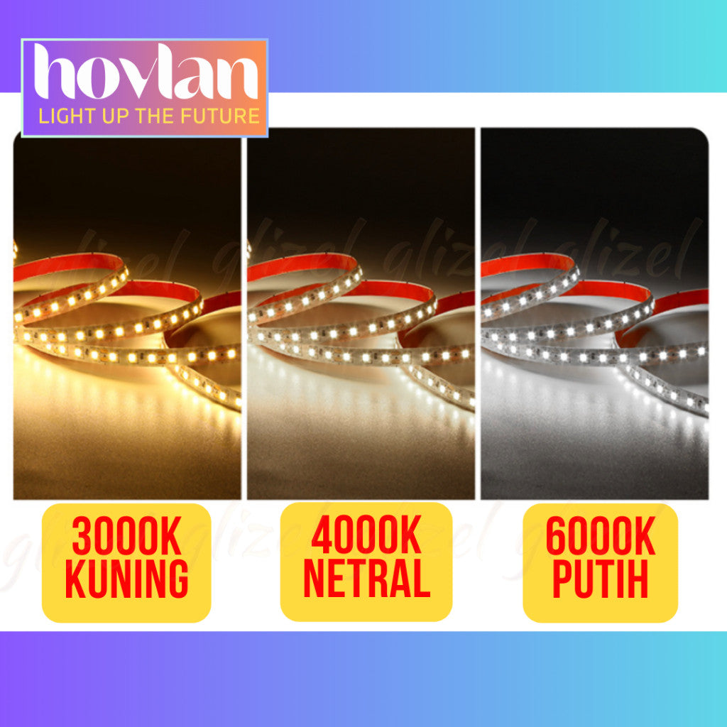 Led Strip 2835 Hovlan HVS1212 120 Mata Rapat SMD 12v Flexible Lampu 10 Meter Pita