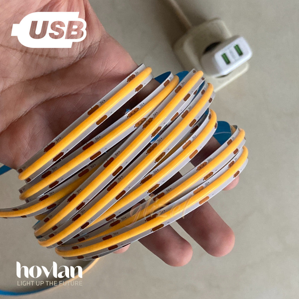 Led Strip Cob 5V Usb Hovlan HVC0508 Lampu Dotless Flexible Pita
