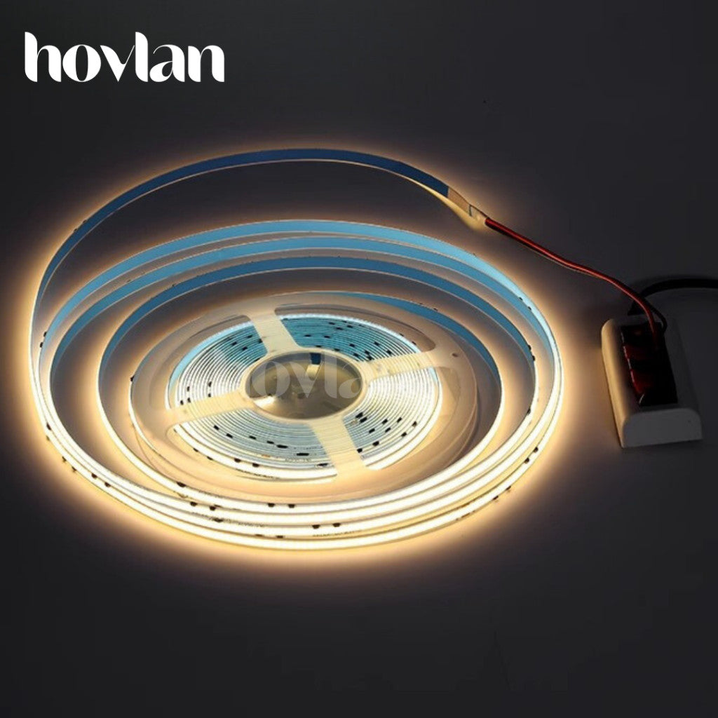 Led Strip Cob AC 220v Hovlan HVC2210 Lampu 10 Meter Plafon Flexible Selang Pita Dotless Tanpa Trafo Indoor