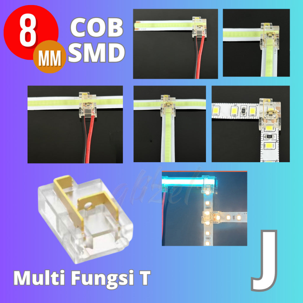 Konektor Soket Led Strip COB SMD 8mm HVKC8 Hovlan Lampu Pita Crystal Bening Klem Transparan
