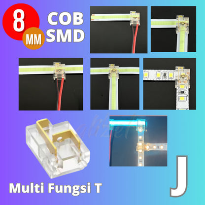 Konektor Soket Led Strip COB SMD 8mm HVKC8 Hovlan Lampu Pita Crystal Bening Klem Transparan