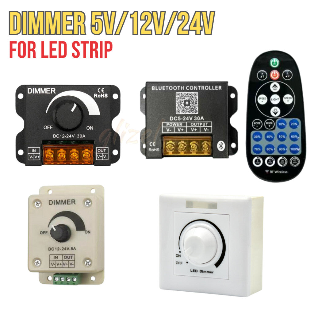 Dimmer Led Strip DC 12v 24V Pengatur Gelap Terang Redup 8A 30A Kecerahan