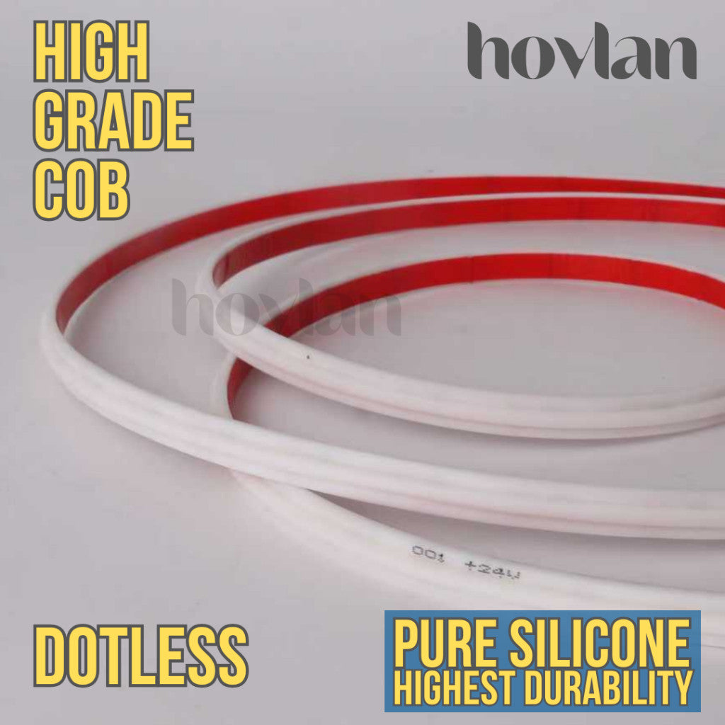 Led Strip COB DC 24V Hovlan Selang IP68 HVXC2415 Anti Air Silicone Waterproof High Lumens Terang 15w