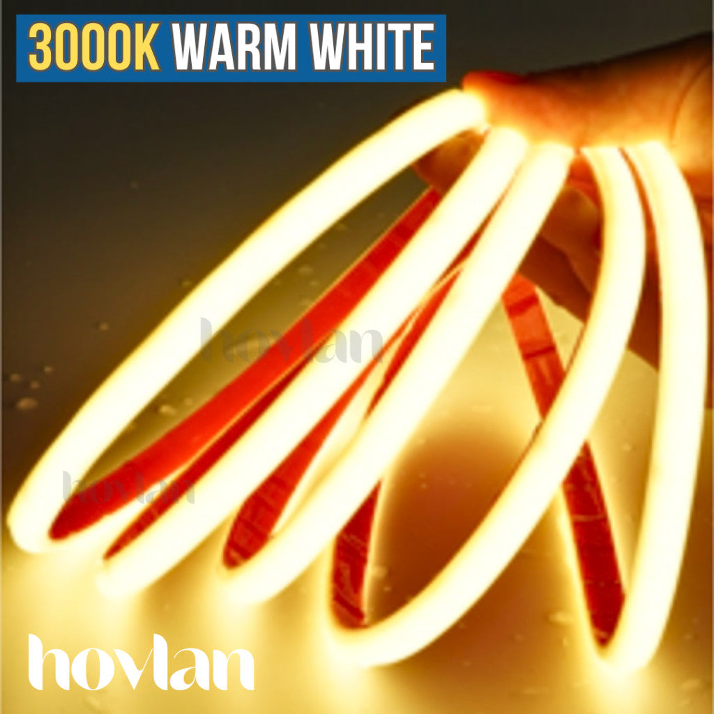 Led Strip COB DC 24V Hovlan Selang IP68 HVXC2415 Anti Air Silicone Waterproof High Lumens Terang 15w