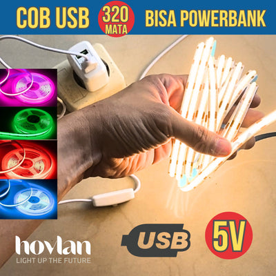 Led Strip Cob 5V Usb Hovlan HVC0508 Lampu Dotless Flexible Pita