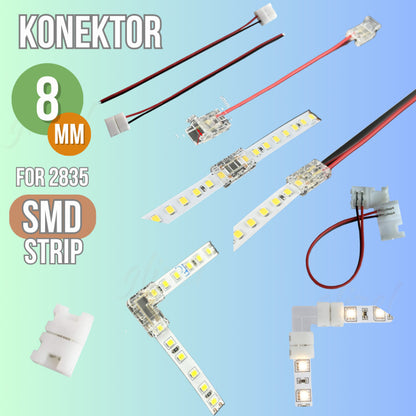 Konektor 2835 SMD 8 mm Hovlan HVKS8 Soket Sambungan Lampu Led Strip