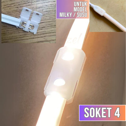 Soket Konektor Adaptor Lampu Selang Cob Transparan 220v Hovlan HVXKC-MDC HVXKC-TDC HVXKC-TACDC Kabel Colokan Sambungan L
