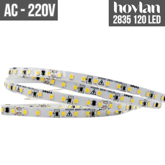 Led Strip AC 220V 2835 120 Mata Hovlan HVXS2210 Tanpa Trafo 12W Lampu Interior Indoor Lemari Plafon Drop Ceiling