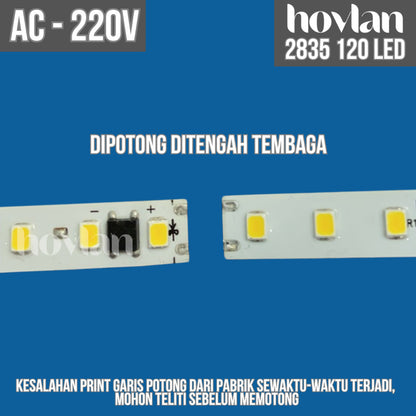 Led Strip AC 220V 2835 120 Mata Hovlan HVXS2210 Tanpa Trafo 12W Lampu Interior Indoor Lemari Plafon Drop Ceiling