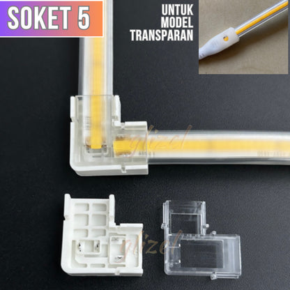 Soket Konektor Adaptor Lampu Selang Cob Transparan 220v Hovlan HVXKC-MDC HVXKC-TDC HVXKC-TACDC Kabel Colokan Sambungan L