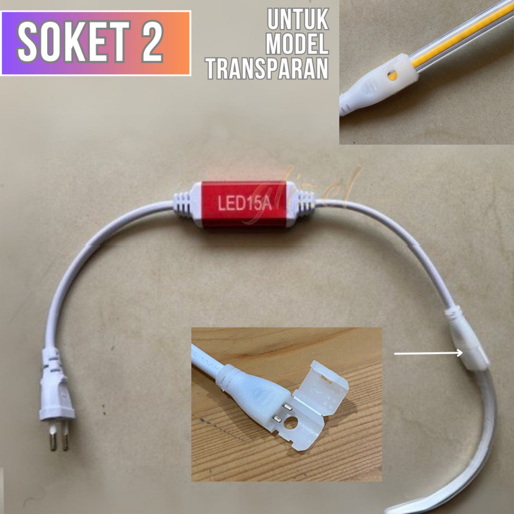 Soket Konektor Adaptor Lampu Selang Cob Transparan 220v Hovlan HVXKC-MDC HVXKC-TDC HVXKC-TACDC Kabel Colokan Sambungan L
