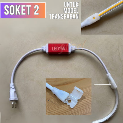 Soket Konektor Adaptor Lampu Selang Cob Transparan 220v Hovlan HVXKC-MDC HVXKC-TDC HVXKC-TACDC Kabel Colokan Sambungan L