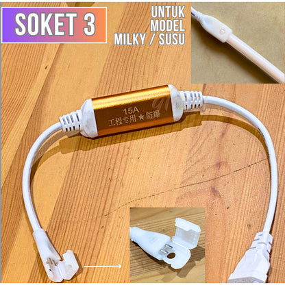 Soket Konektor Adaptor Lampu Selang Cob Transparan 220v Hovlan HVXKC-MDC HVXKC-TDC HVXKC-TACDC Kabel Colokan Sambungan L