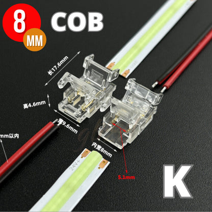 Konektor Soket Led Strip COB SMD 8mm HVKC8 Hovlan Lampu Pita Crystal Bening Klem Transparan