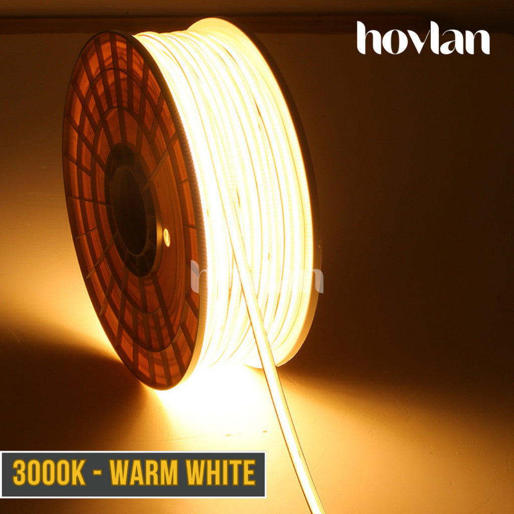 Led Strip Cob 220V AC HVXC2210A Selang Dotless Transparant Lampu Anti Air Waterproof Outdoor Tanpa Trafo