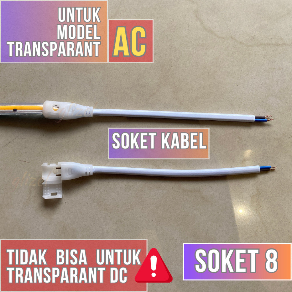 Soket Konektor Lampu Selang Cob Hovlan Transparant AC 220V HVXKC-TACDC HVXKC-TAC Led Waterproof Sudut Sambungan Colokan Kabel