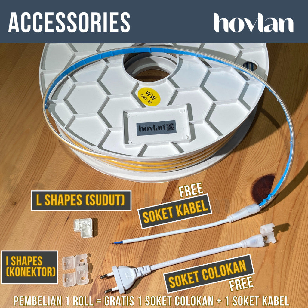 Led Strip Cob 220V AC HVXC2210A Selang Dotless Transparant Lampu Anti Air Waterproof Outdoor Tanpa Trafo