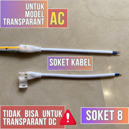 Soket Konektor Lampu Selang Cob Hovlan Transparant AC 220V HVXKC-TACDC HVXKC-TAC Led Waterproof Sudut Sambungan Colokan Kabel