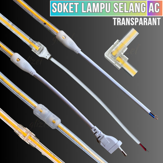 Soket Konektor Lampu Selang Cob Hovlan Transparant AC 220V HVXKC-TACDC HVXKC-TAC Led Waterproof Sudut Sambungan Colokan Kabel