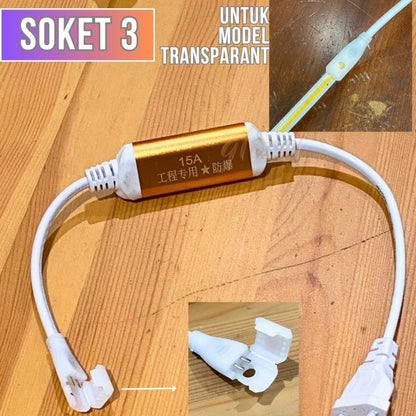 Soket Konektor Adaptor Lampu Selang Cob Transparan 220v Hovlan HVXKC-MDC HVXKC-TDC HVXKC-TACDC Kabel Colokan Sambungan L