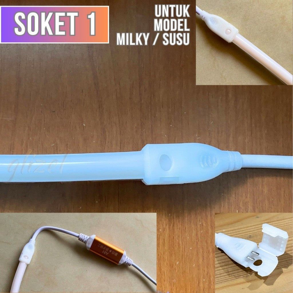 Soket Konektor Adaptor Lampu Selang Cob Transparan 220v Hovlan HVXKC-MDC HVXKC-TDC HVXKC-TACDC Kabel Colokan Sambungan L