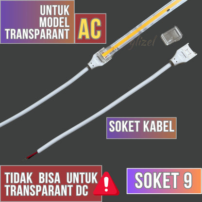 Soket Konektor Lampu Selang Cob Hovlan Transparant AC 220V HVXKC-TACDC HVXKC-TAC Led Waterproof Sudut Sambungan Colokan Kabel