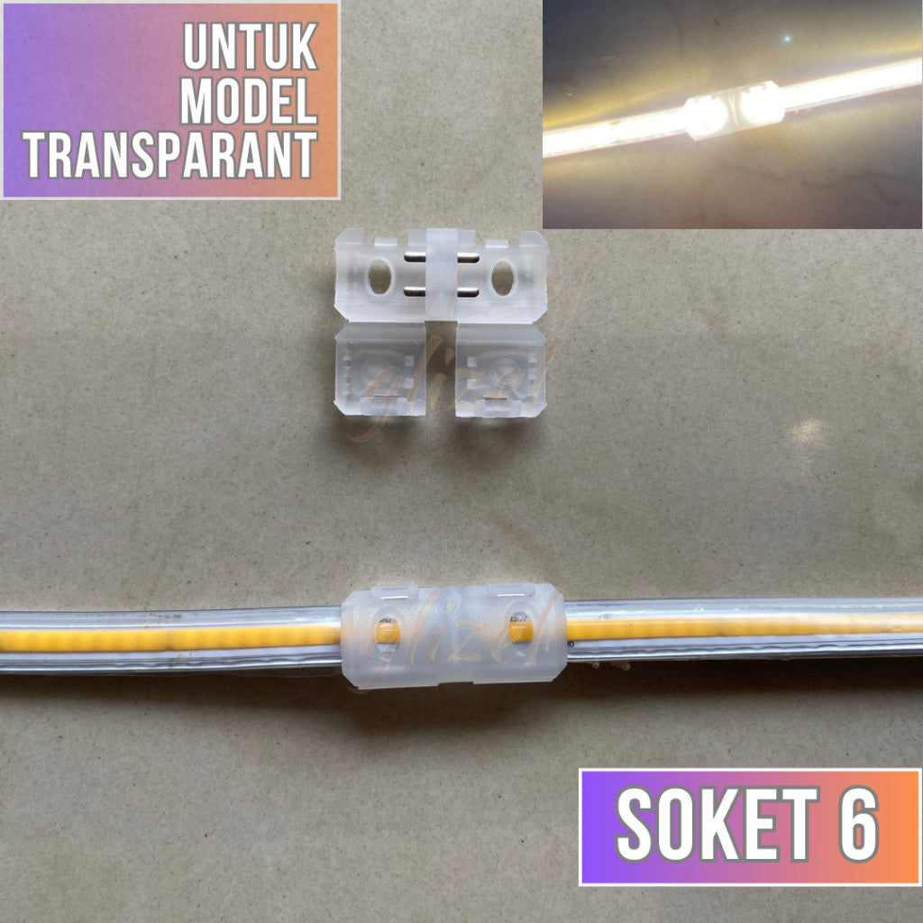 Soket Konektor Lampu Selang Cob Hovlan Transparant AC 220V HVXKC-TACDC HVXKC-TAC Led Waterproof Sudut Sambungan Colokan Kabel