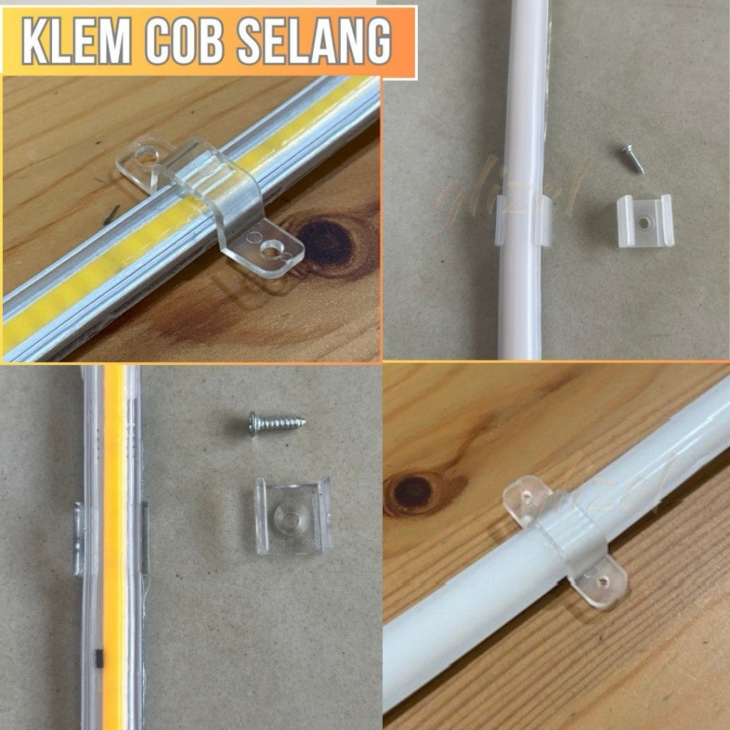 Klem Lampu Selang COB Led Strip 220v Waterproof Taman Silikon
