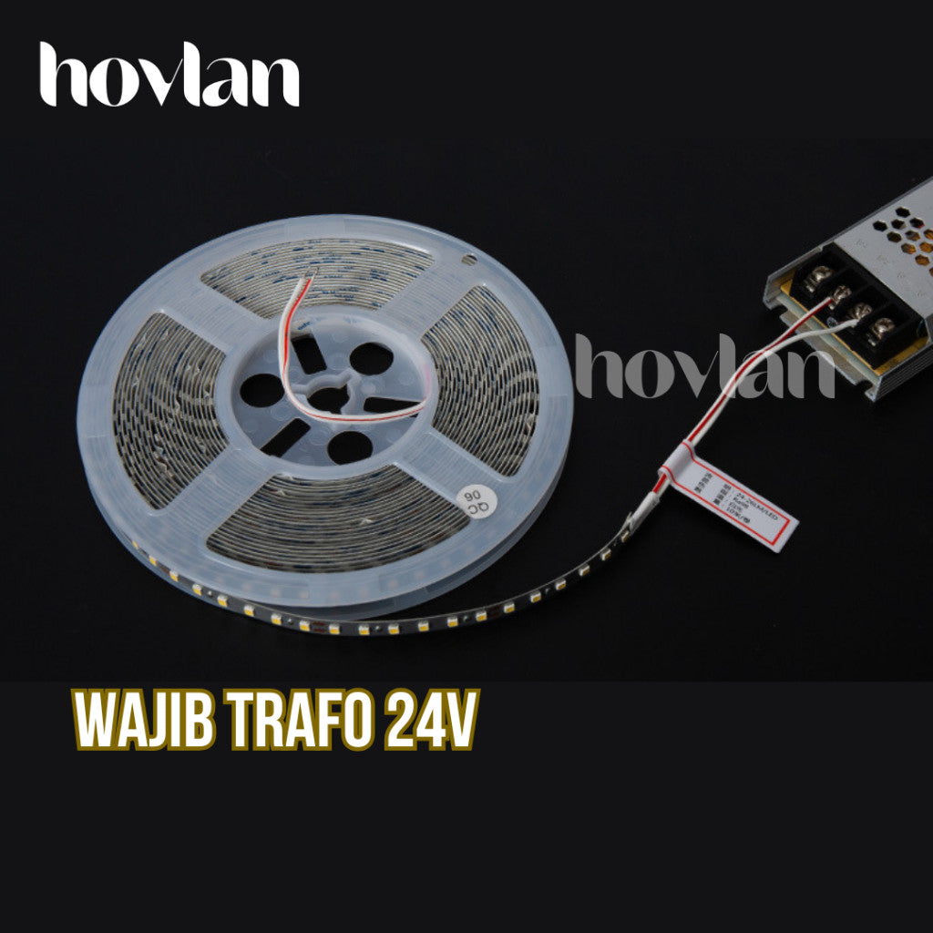 Led Strip 2835 24V Hovlan HVS2412 10 Meter 120 Mata Rapat Flexible Lampu Pita Interior 12w 3528
