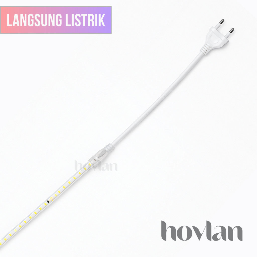 Lampu Led Strip Selang 2835 AC 220V Hovlan HVXS2210 Outdoor IP65 120 Mata Tanpa Trafo Anti Air Waterproof