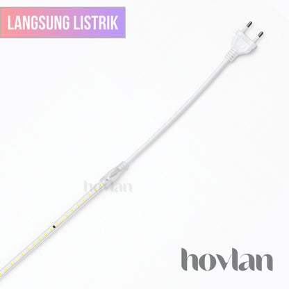 Lampu Led Strip Selang 2835 AC 220V Hovlan HVXS2210 Outdoor IP65 120 Mata Tanpa Trafo Anti Air Waterproof