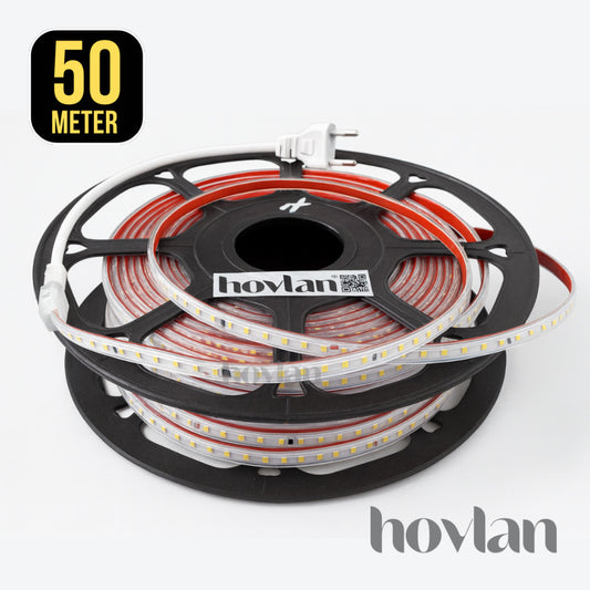 Lampu Led Strip Selang 2835 AC 220V Hovlan HVXS2210 Outdoor IP65 120 Mata Tanpa Trafo Anti Air Waterproof