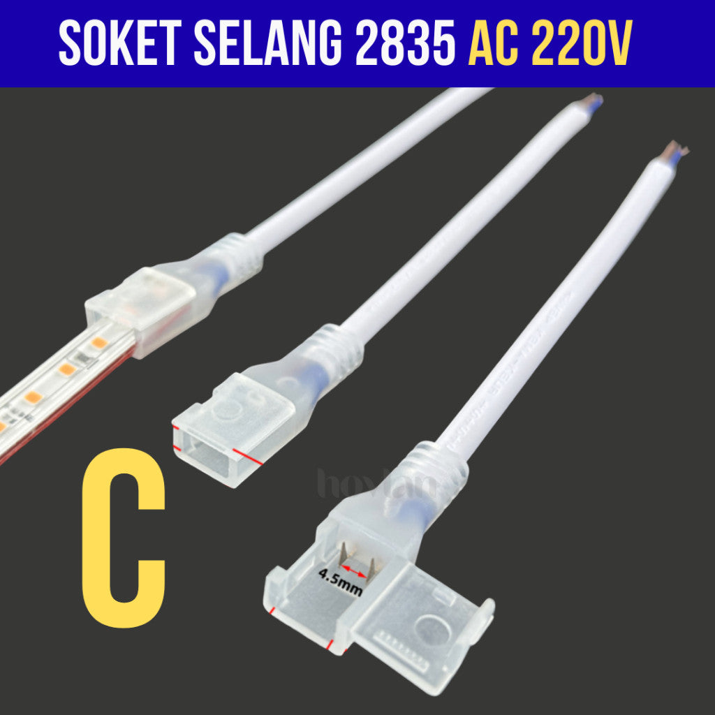 Soket Lampu Selang 2835 AC 220V Colokan Kabel Led Strip IP65
