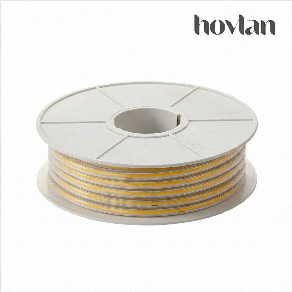 Lampu Selang Cob Hovlan Led Strip DC 220v HVXC2210T Dotless Tanpa Titik Anti Air IP65 1 Roll Taman Kolam Outdoor