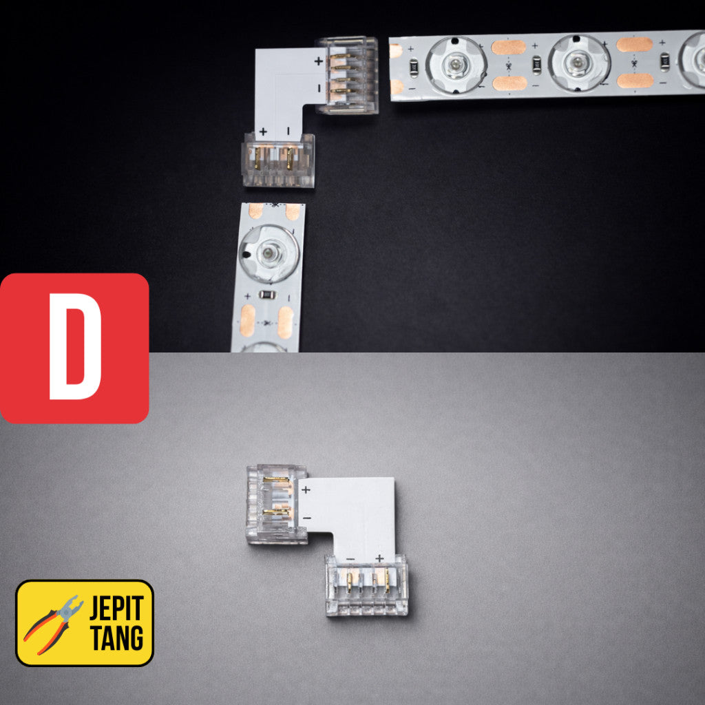 Soket Konektor 11mm Led Strip Lens Diffuse Hovlan HVS2416L Lensa Neon Box Membran Tanpa Solder Sambungan Sudut