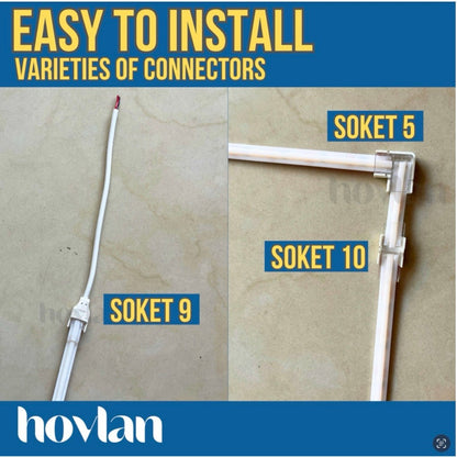 Soket Konektor Lampu Selang Cob Hovlan Transparant AC 220V HVXKC-TACDC HVXKC-TAC Led Waterproof Sudut Sambungan Colokan Kabel