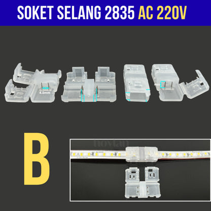 Soket Lampu Selang 2835 AC 220V Colokan Kabel Led Strip IP65