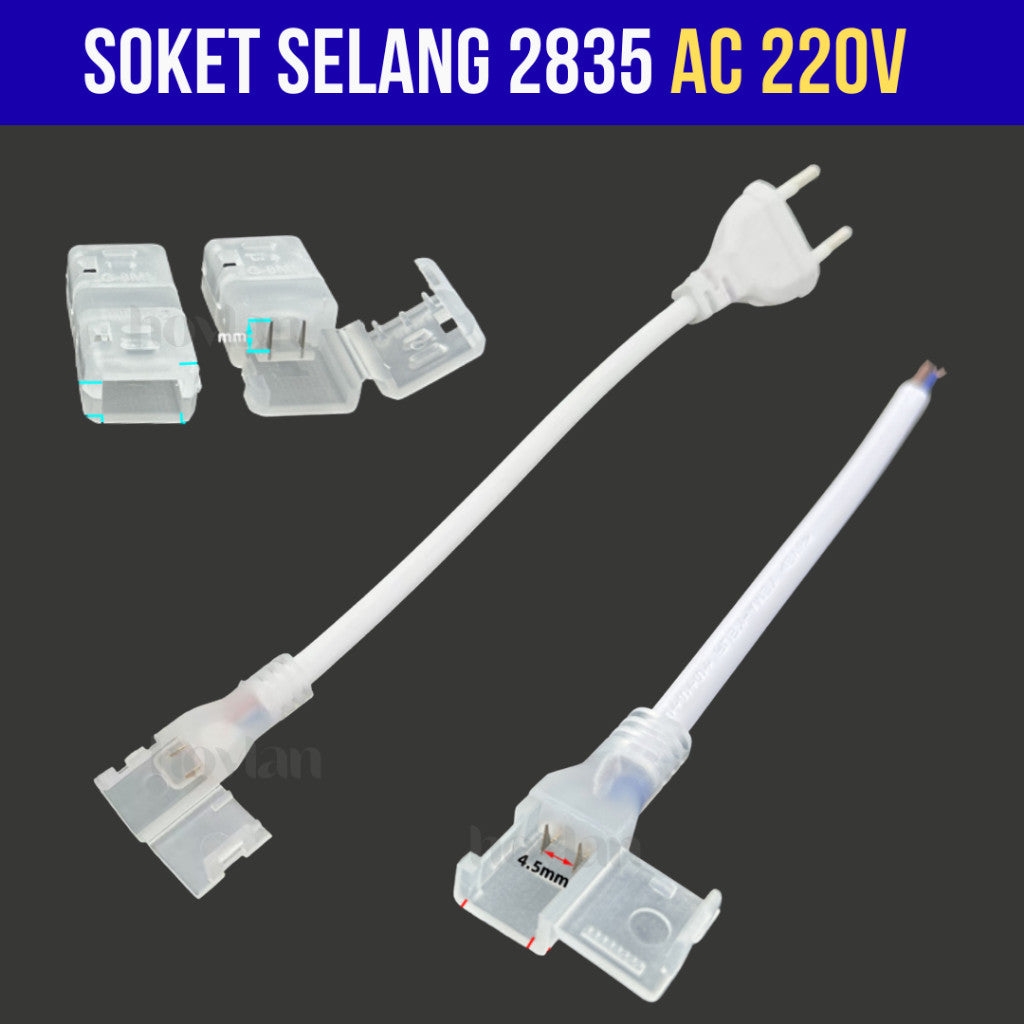 Soket Lampu Selang 2835 AC 220V Colokan Kabel Led Strip IP65