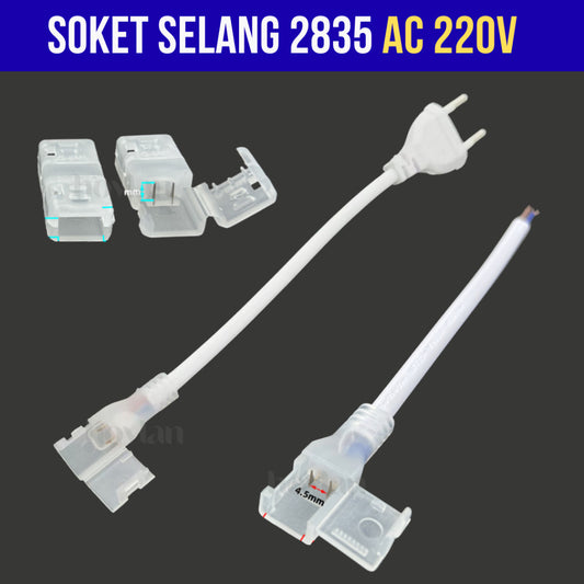 Soket Lampu Selang 2835 AC 220V Colokan Kabel Led Strip IP65