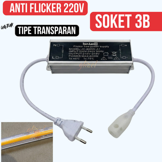 Soket Flicker Free 220V Hovlan HVXKF-3B HVXKF-1B Trafo Power Supply AC DC Lampu Selang Led Strip 600 Watt Tidak Kedap Kedip Anti Non Flicker
