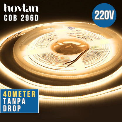 Led Strip Cob AC 220v Hovlan HVC2210 Lampu 10 Meter Plafon Flexible Selang Pita Dotless Tanpa Trafo Indoor