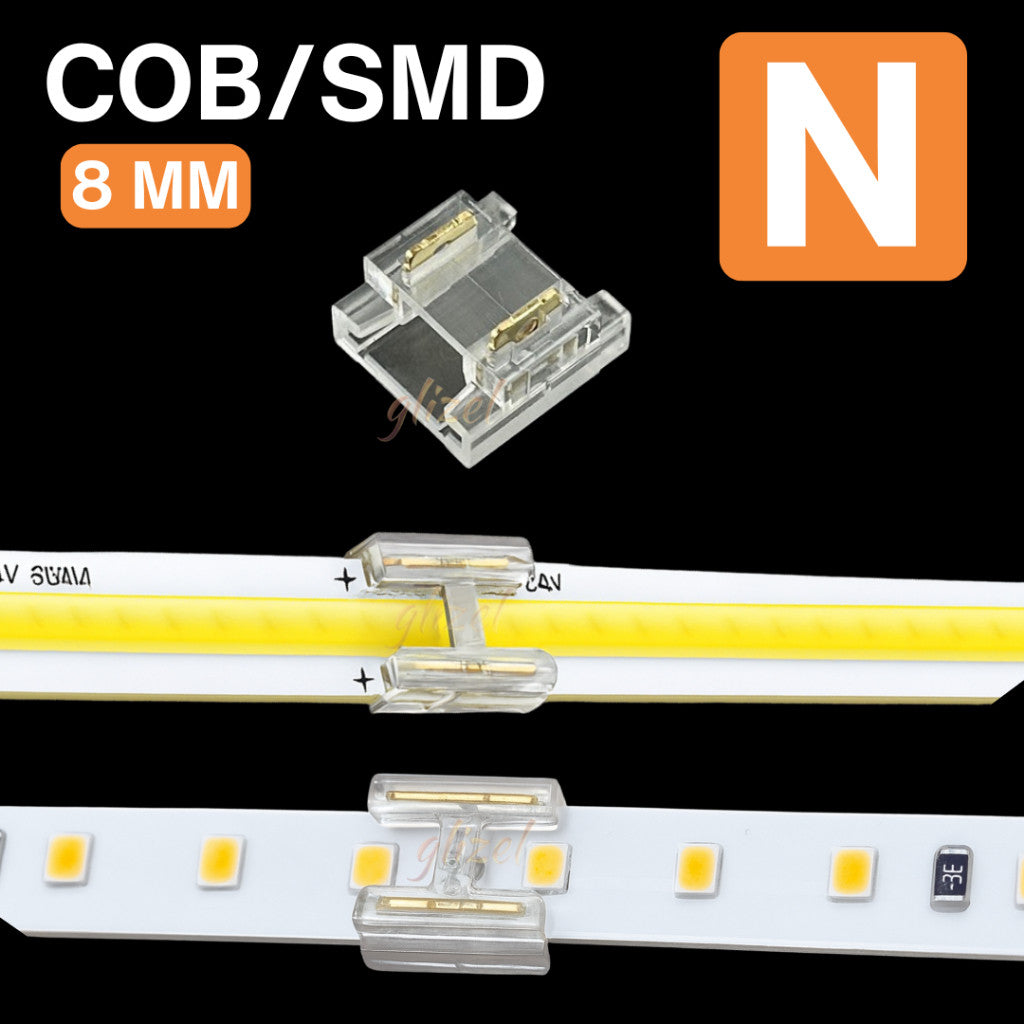 Konektor Soket Led Strip COB SMD 8mm HVKC8 Hovlan Lampu Pita Crystal Bening Klem Transparan