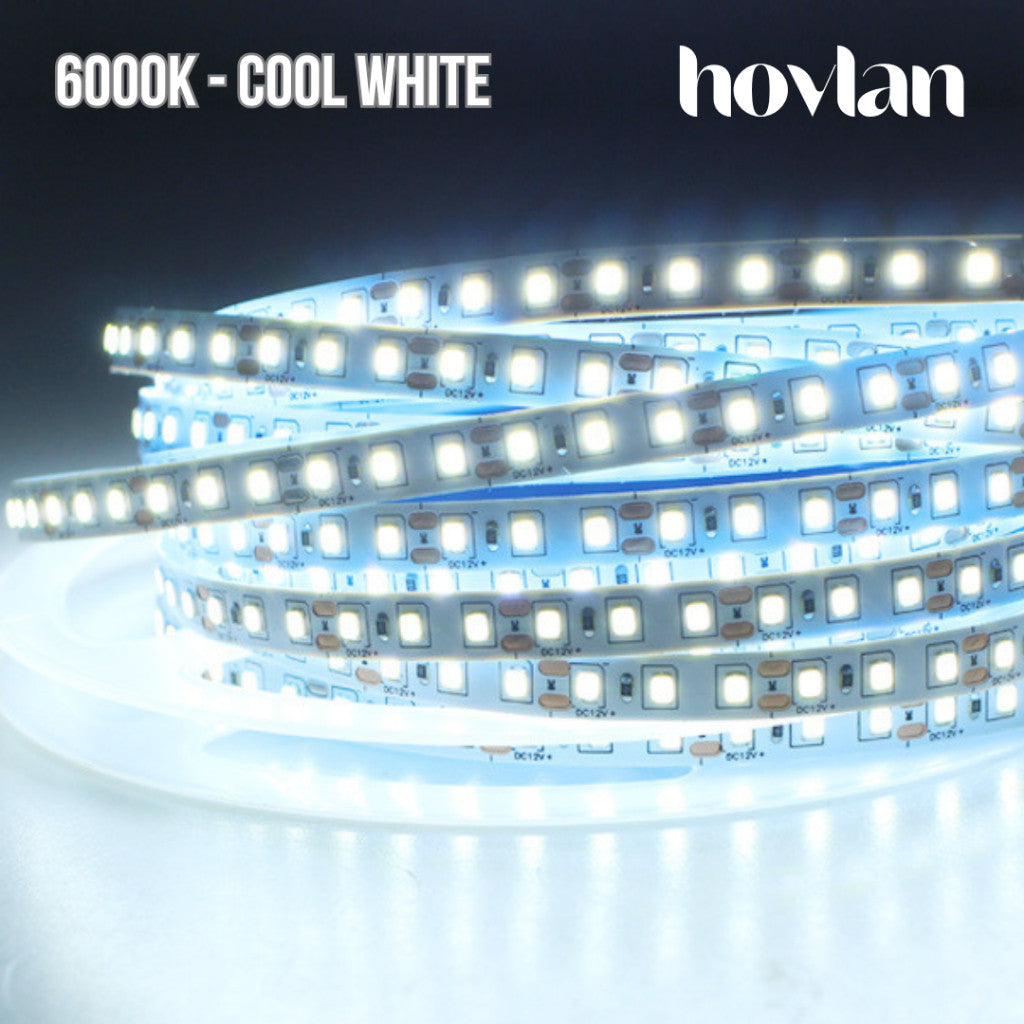 Led Strip 2835 24V Hovlan HVS2412 10 Meter 120 Mata Rapat Flexible Lampu Pita Interior 12w 3528