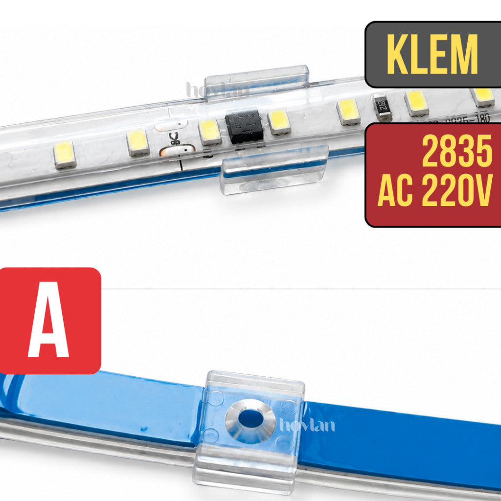 Klem Lampu Selang COB Led Strip 220v Waterproof Taman Silikon