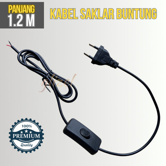 Kabel Buntung Saklar On Off 1.2 meter Soket Listrik Trafo Led Strip