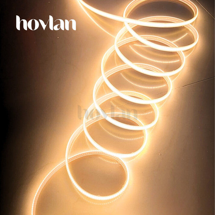 Lampu Selang Cob Hovlan Led Strip DC 220v HVXC2210T Dotless Tanpa Titik Anti Air IP65 1 Roll Taman Kolam Outdoor