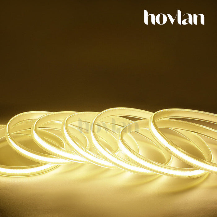 Lampu Selang Cob Hovlan Led Strip DC 220v HVXC2210T Dotless Tanpa Titik Anti Air IP65 1 Roll Taman Kolam Outdoor